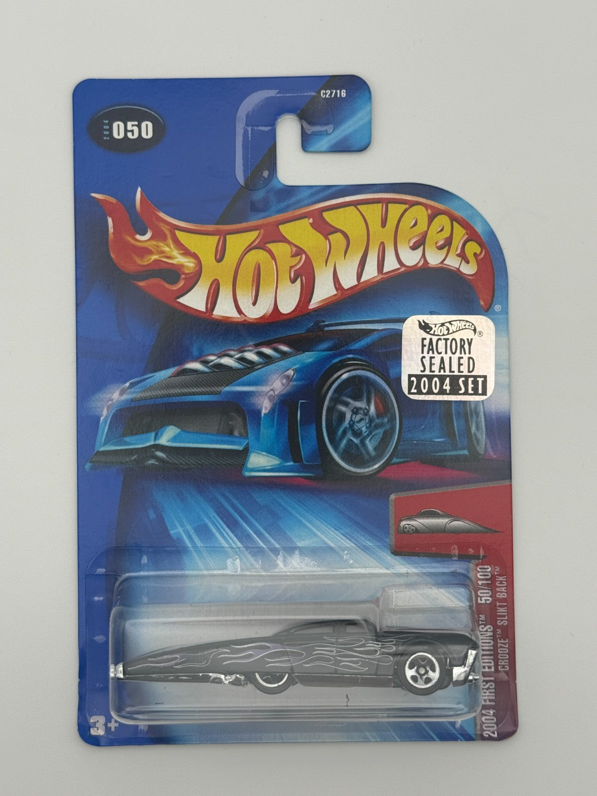 Hot Wheels #50 Crooze Slikt Back First Edition Factory Sealed 2004 w Protector