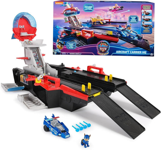 PAW Patrol The Mighty Movie, Aircraft Carrier HQ, Chase Figure & Police Car