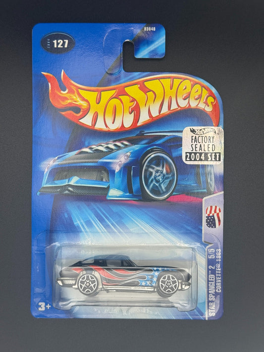 Hot Wheels Corvette 1963 Star Spangled 2 Factory Sealed 2004 Set w Protector