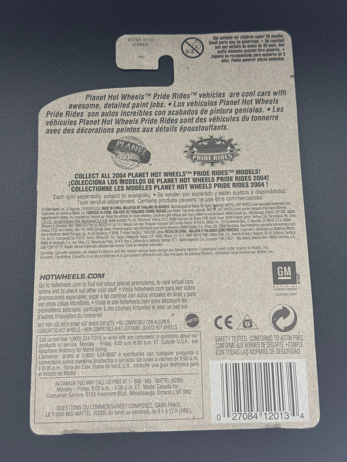 Hot Wheels 1997 Corvette Pride Rides Factory Sealed 2004 Set w Protector