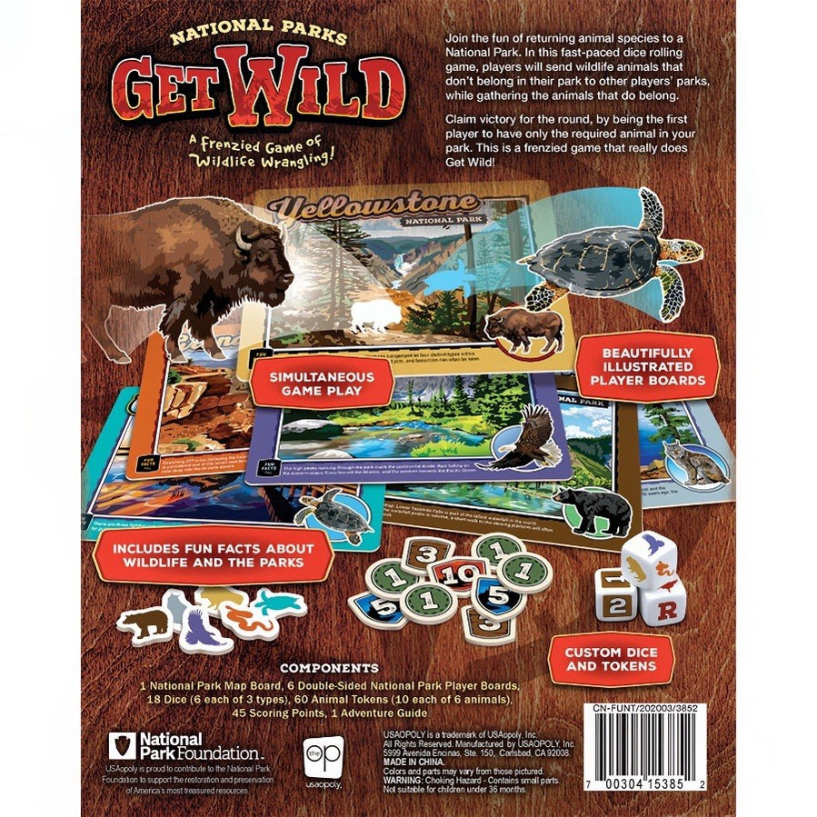National Parks Get Wild Vintage Board Game 3-6 Players Ages 6+ Adventure Guide