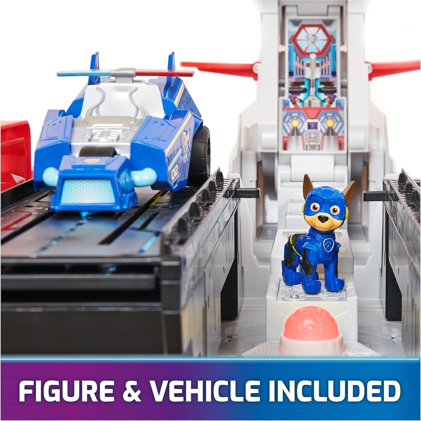 PAW Patrol The Mighty Movie, Aircraft Carrier HQ, Chase Figure & Police Car