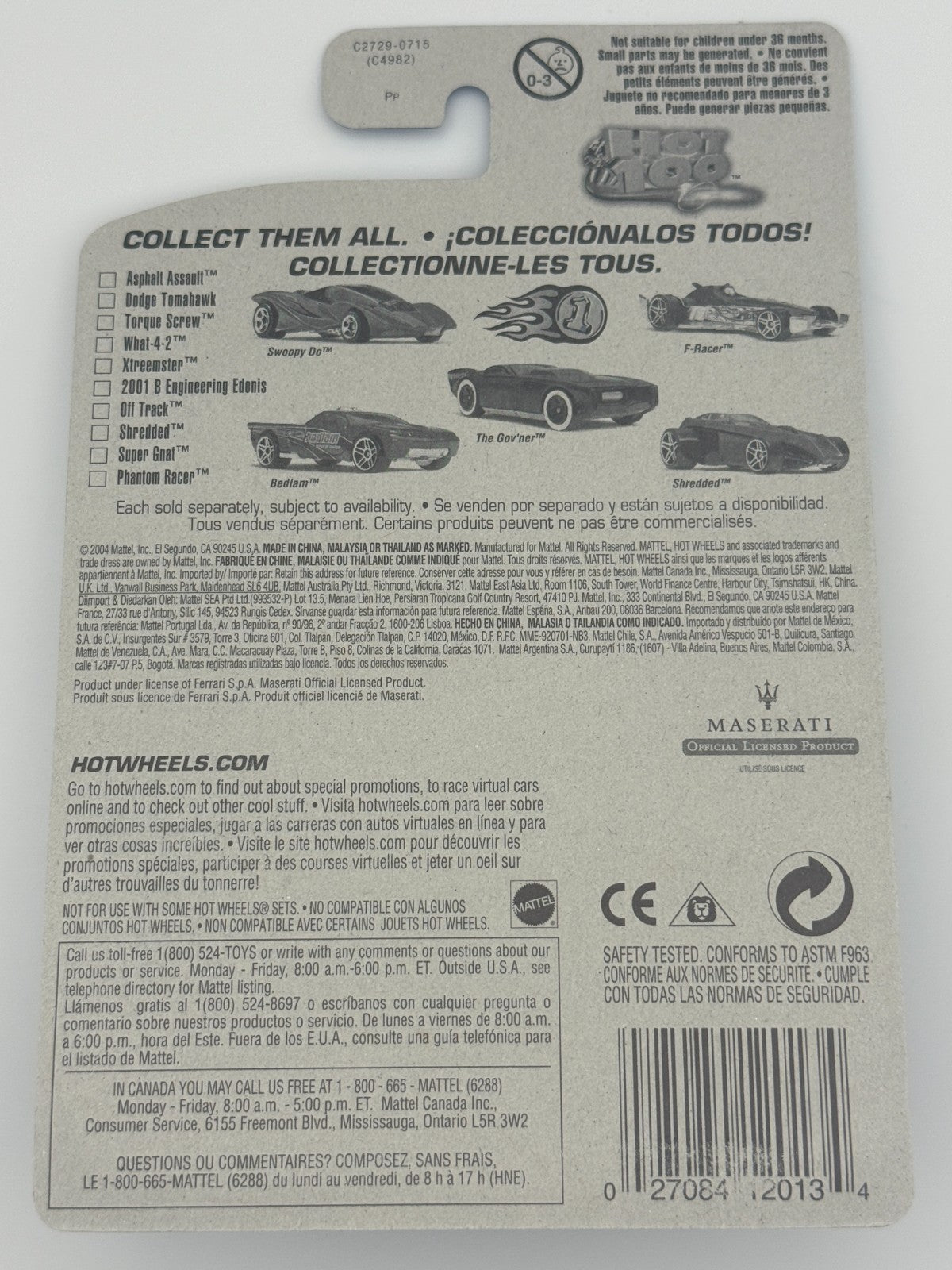Hot Wheels #29 Maserati Quattroporte First Edition Factory 2004 Set w Protector