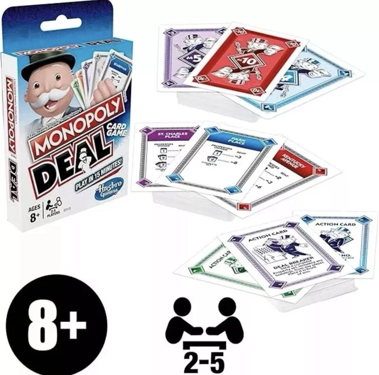 Monopoly Deal Card Game, Playing Card Game for 2-5 Players Hasbro Board Games