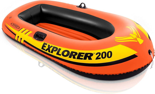 INTEX Explorer Inflatable Series: Dual Air Chambers – Welded Oar Locks Grab Hand