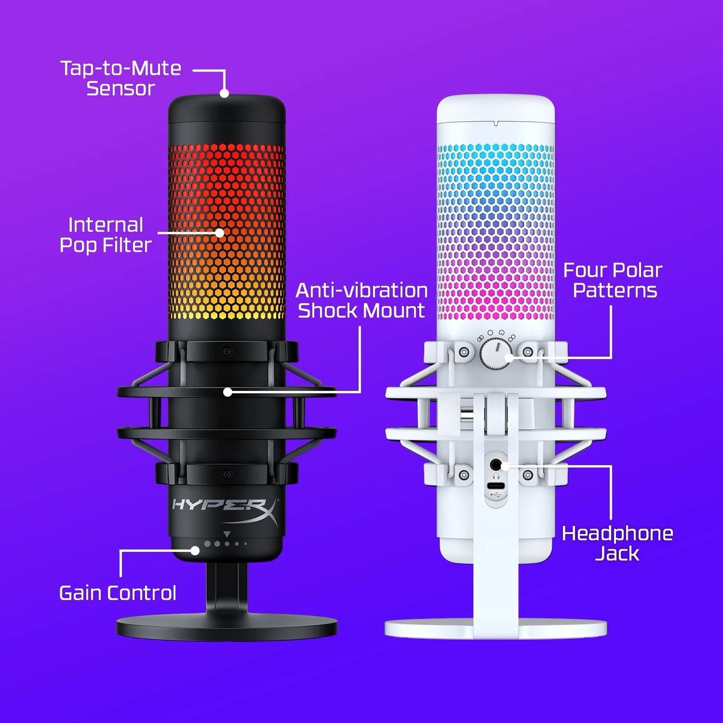 HyperX QuadCast S RGB USB Condenser Microphone - Black (HMIQ1S-XX-RG/G)