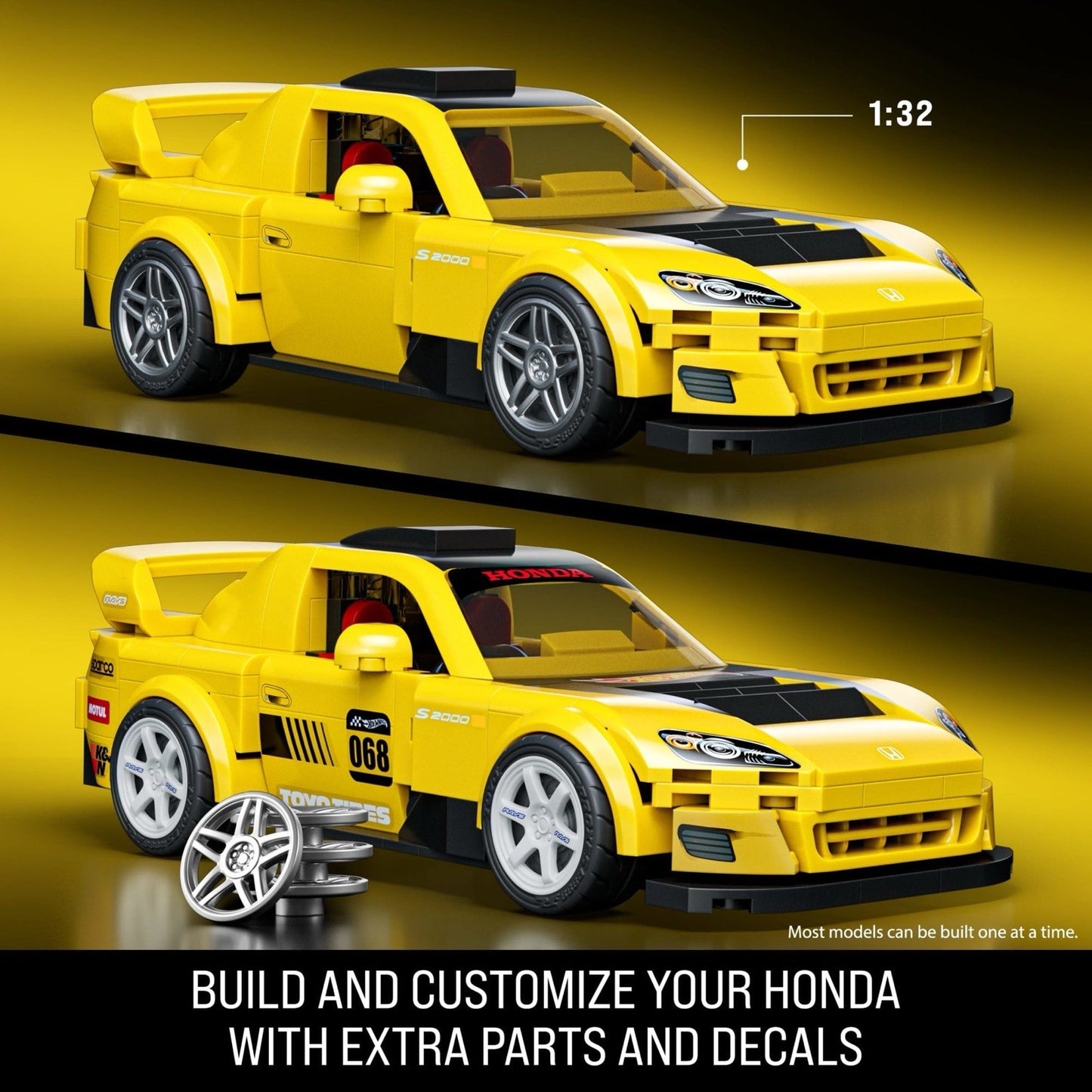 Mattel Brick Shop Hot Wheels ’07 Honda S2000 Building Toy Kit 257pc