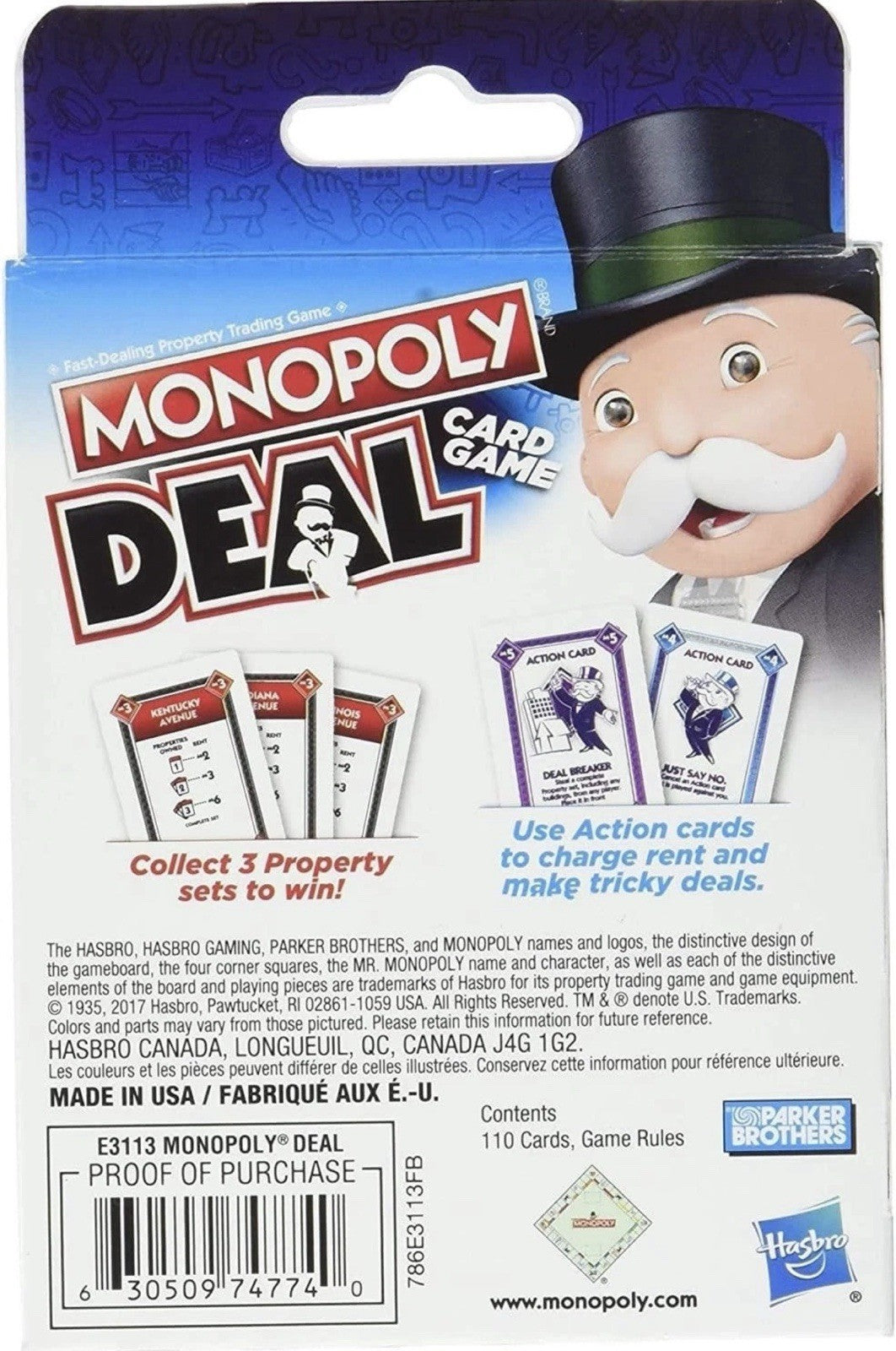 Monopoly Deal Card Game, Playing Card Game for 2-5 Players Hasbro Board Games
