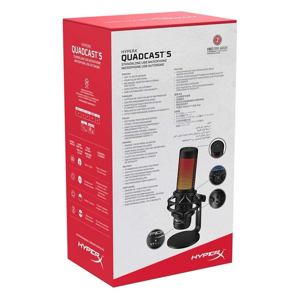 HyperX QuadCast S RGB USB Condenser Microphone - Black (HMIQ1S-XX-RG/G)