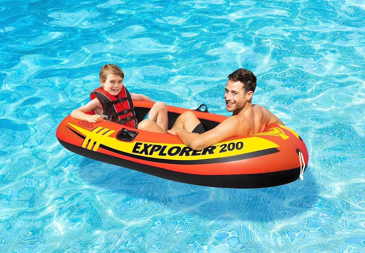 INTEX Explorer Inflatable Series: Dual Air Chambers – Welded Oar Locks Grab Hand