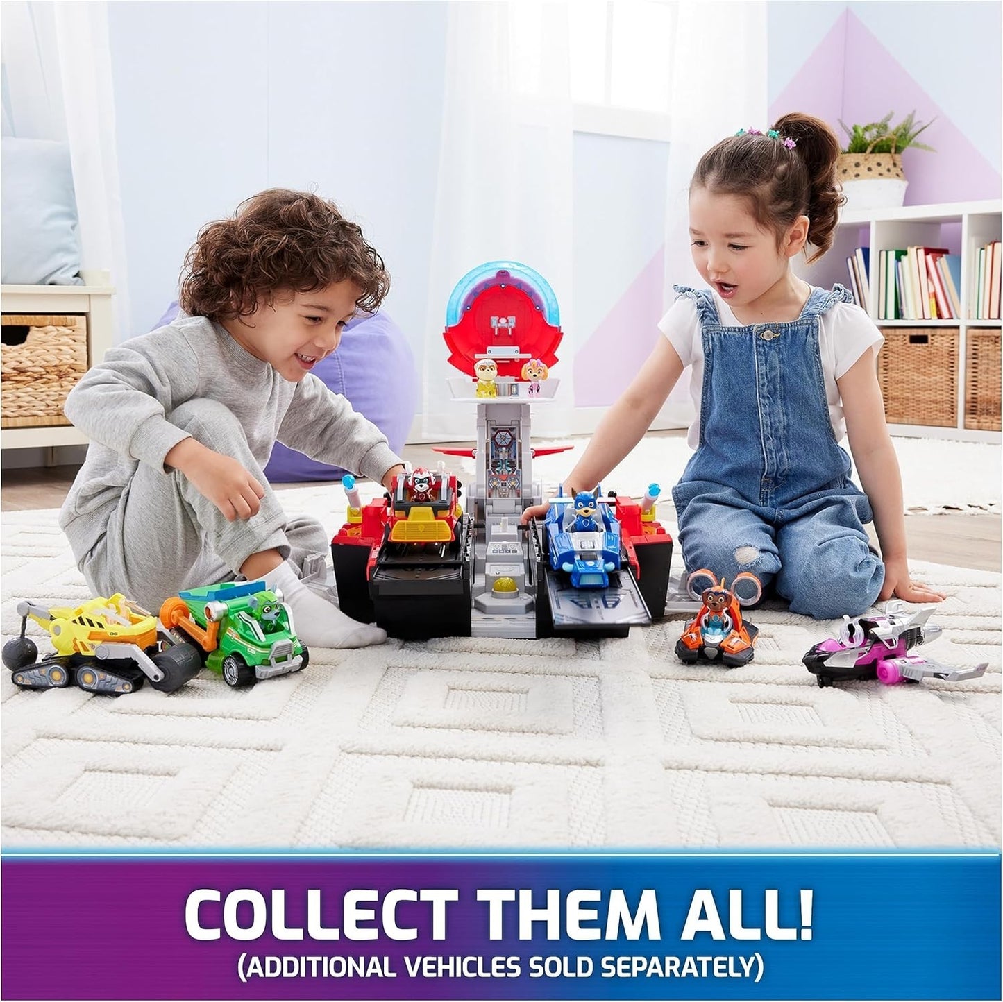 PAW Patrol The Mighty Movie, Aircraft Carrier HQ, Chase Figure & Police Car